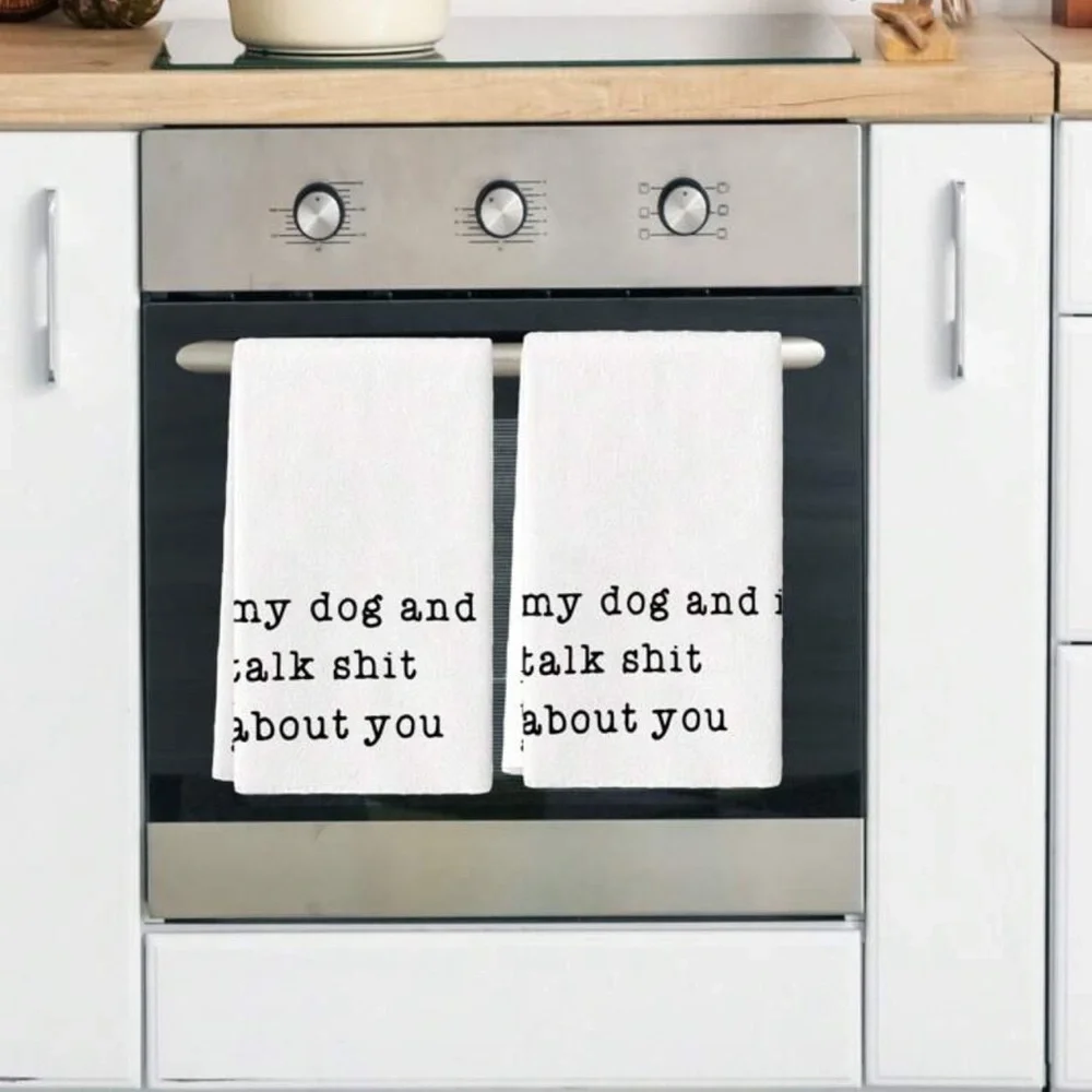 White Dog Lover's Humorous Towel Set 2 Pack